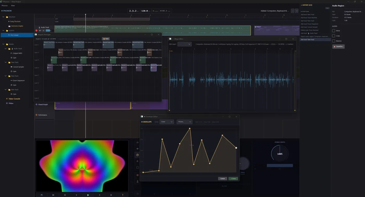 Phonon screenshot: Snippet Arranger & Warp