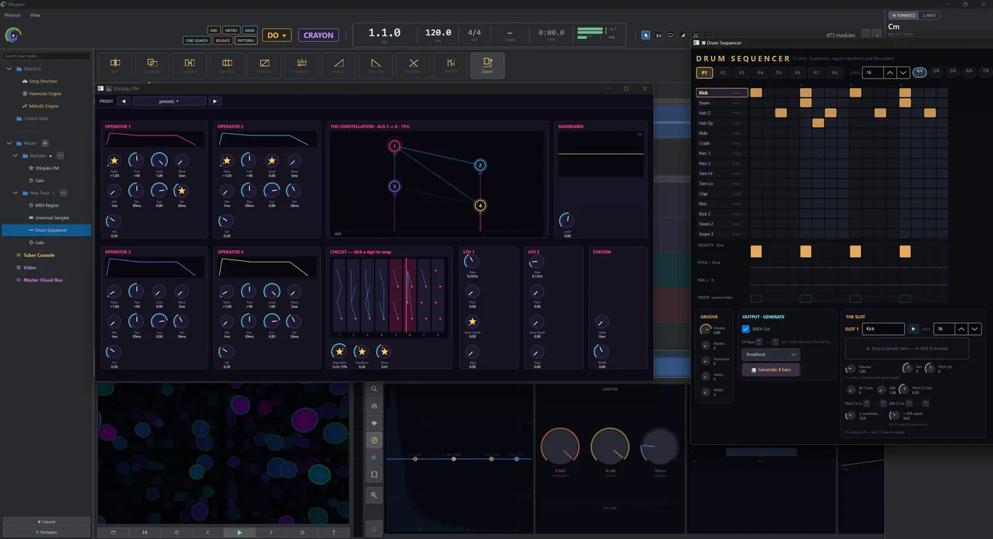 Phonon screenshot: The Drum Sequencer