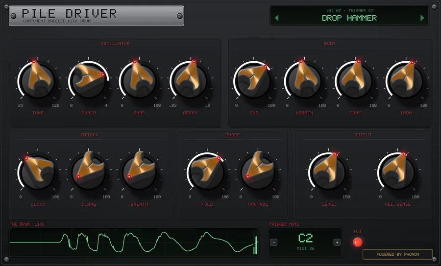 The Pile Driver front panel